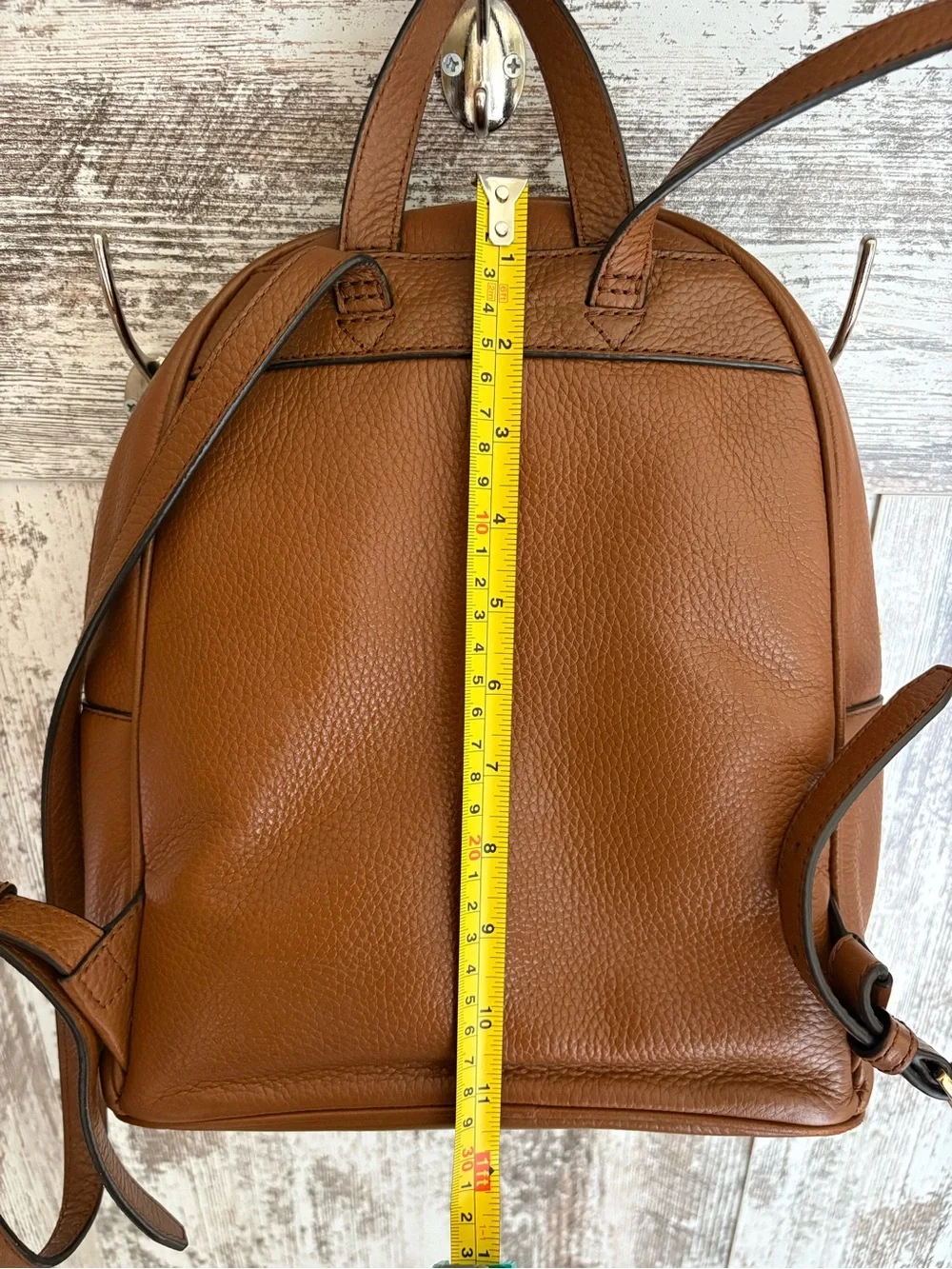 Michael Kors Tan Pebbled Leather Backpack with Gold Logo